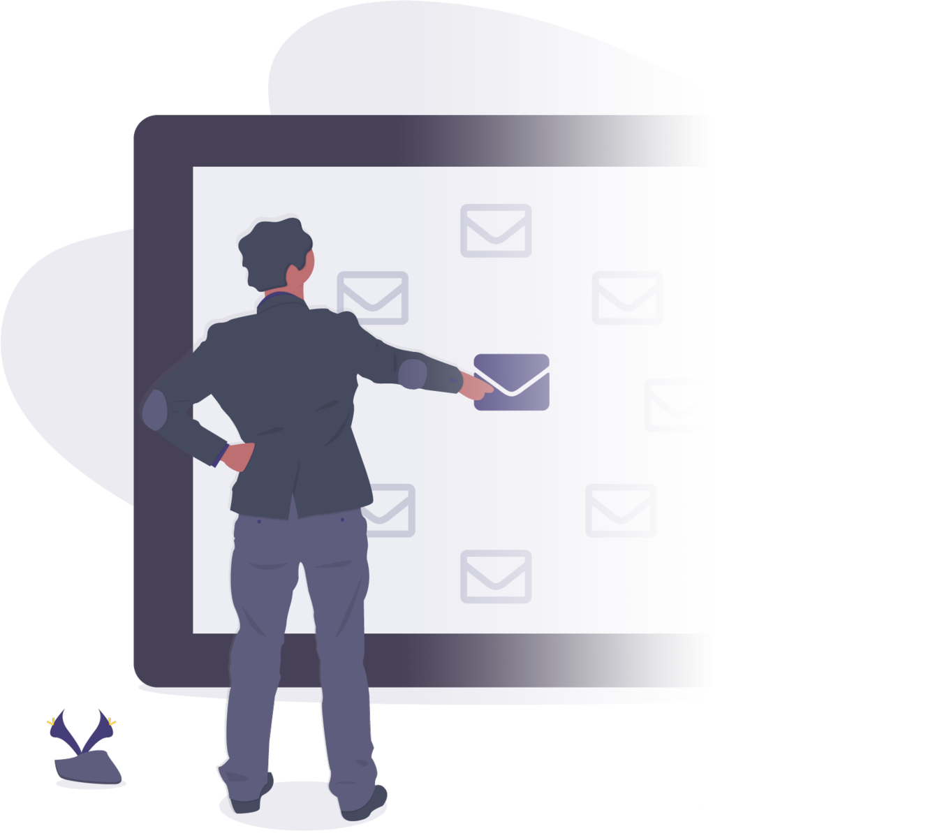 Image of a man receiving emails