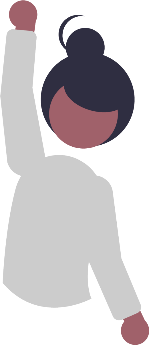 Image of a woman raising her hand